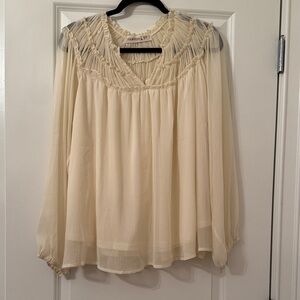 NWOT Flowing Cream Women’s Blouse Sz L